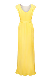 LUNARIA YELLOW PLEATED GOWN WITH BELT