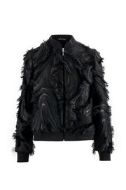 GRACILARIA BLACK SILK BLEND BOMBER JACKET