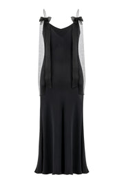 ARIA BLACK SILK SLIP DRESS WITH BOW DETAILS