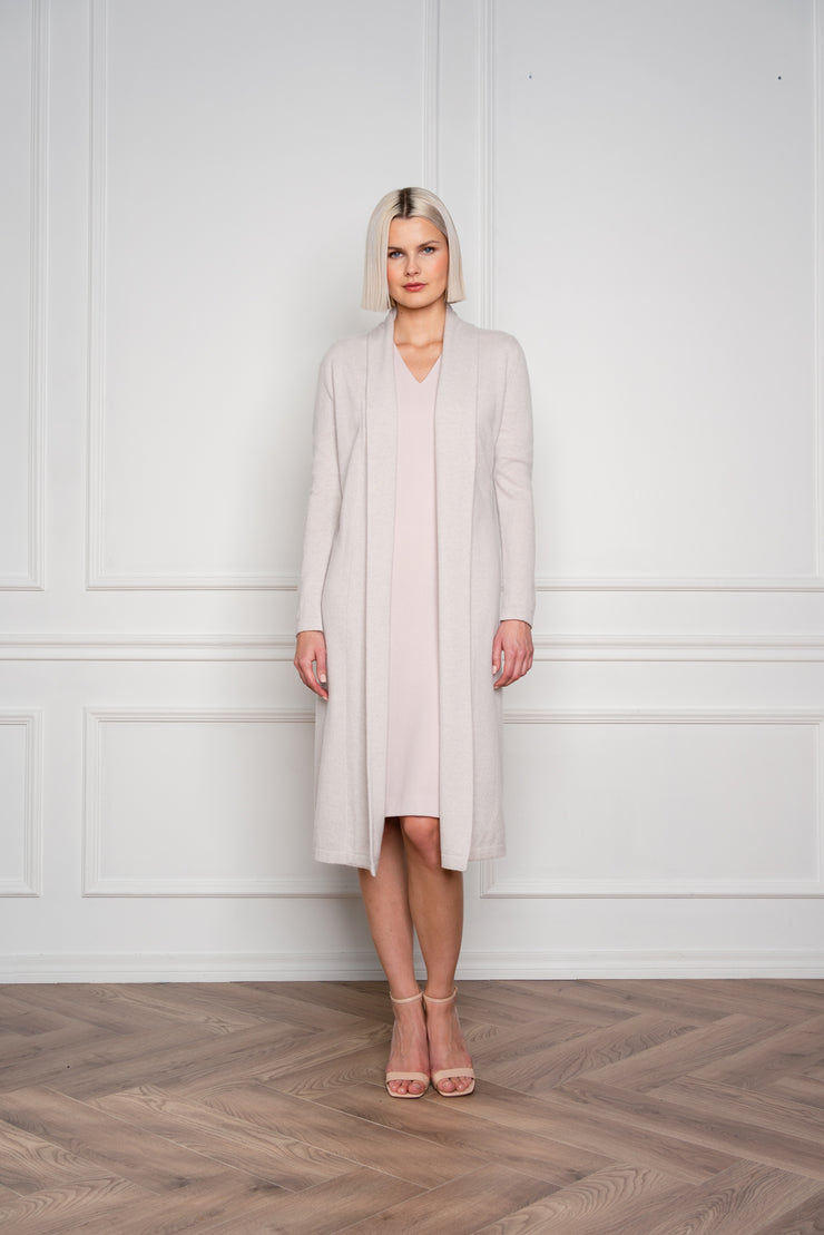 Eleocharis Long Pale Beige Cashmere Cardigan