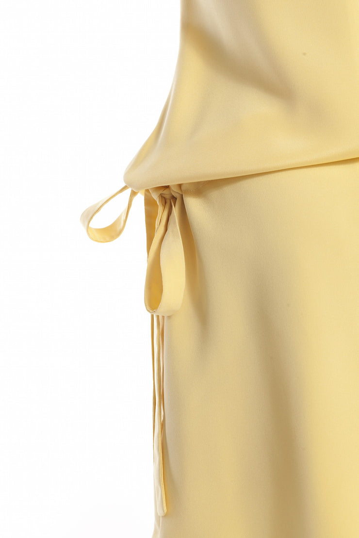 BARBAREA LIGHT YELLOW SILK SUMMER DRESS