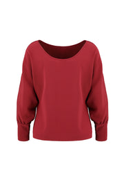 ACTAEA DEEP RED LONG SLEEVED BLOUSE