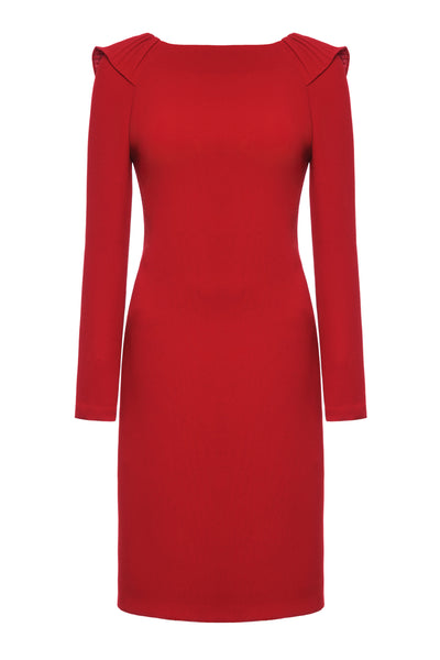AETHIONEMA RED DRESS WITH PLEATED DETAILS