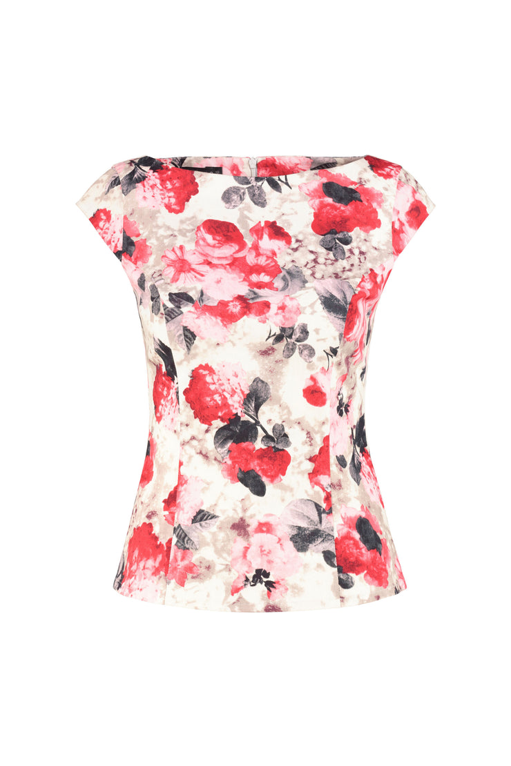 CLIVIA RED FLORAL BLOUSE