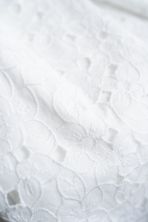 AFZELIA WHITE FLORAL BRODERIE ANGLAISE COTTON-POPLIN PENCIL DRESS