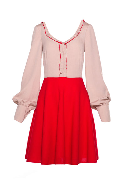 DECARY PINK AND RED FEMININE DRESS