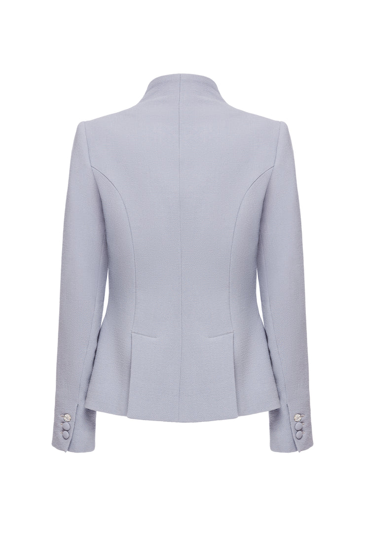 OLEANDRA LILAC WOOL JACKET WITH CRYSTAL EMBROIDERY