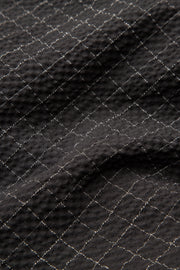 LINARIA BLACK PLAID WOOL SEERSUCKER KIMONO COAT DRESS