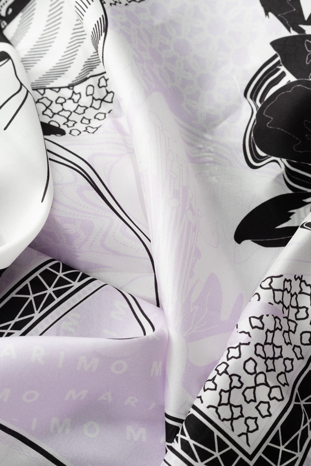 BLACK AND WHITE SILK TWILL MARIMO LOGO SCARF main image 0