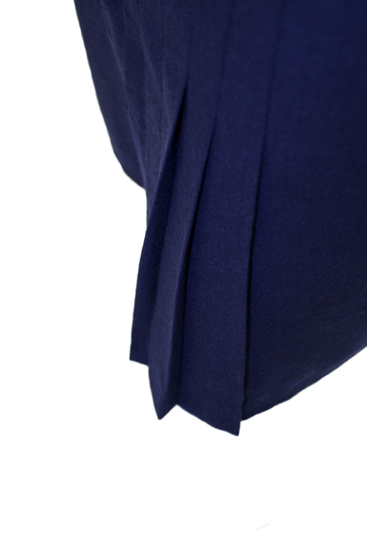 RANUNCULUS NAVY BLUE PENCIL SKIRT WITH PLEATED DETAIL