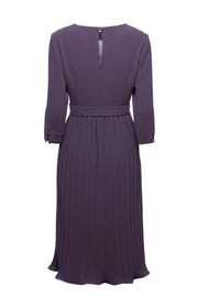 LUDWIGIA PURPLE VELVET PLEATED COCKTAIL DRESS WITH THE BELT