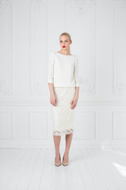 RUBIA IVORY LACE PENCIL SKIRT