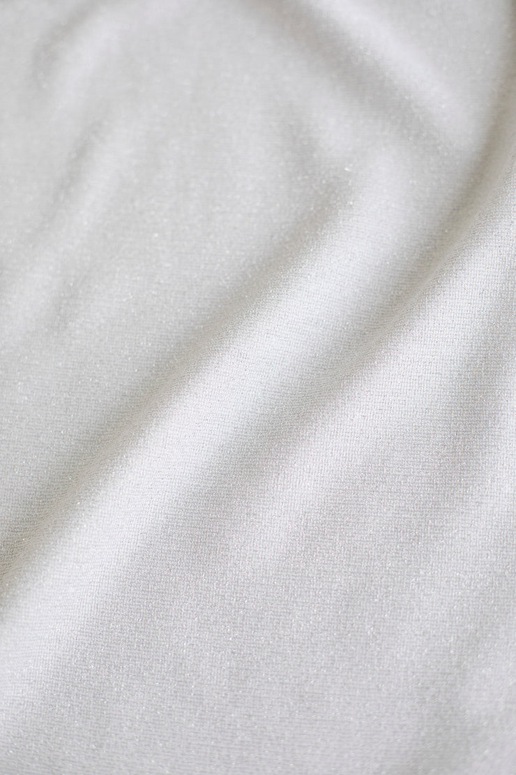 LIMNOPHILA SILVER WHITE SLIGHTLY GLITTERING STRETCHY VISCOSE-BLEND COCKTAIL DRESS