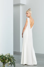 WILKESIA SILK A-LINE WEDDING GOWN WITH BUTTERLY PLEATED DETAILS