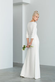 WESTRINGIA SILK WEDDING GOWN WITH BUTTERFLY-PLEATED DETAILS