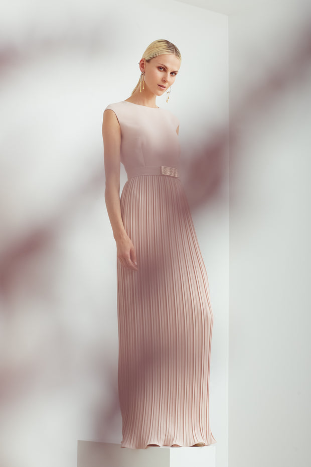 LUNARIA NUDE PINK PLEATED GOWN