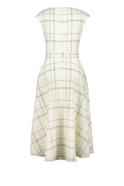 LIMNOPHILA IVORY PLAID WOOL SEERSUCKER COCKTAIL DRESS