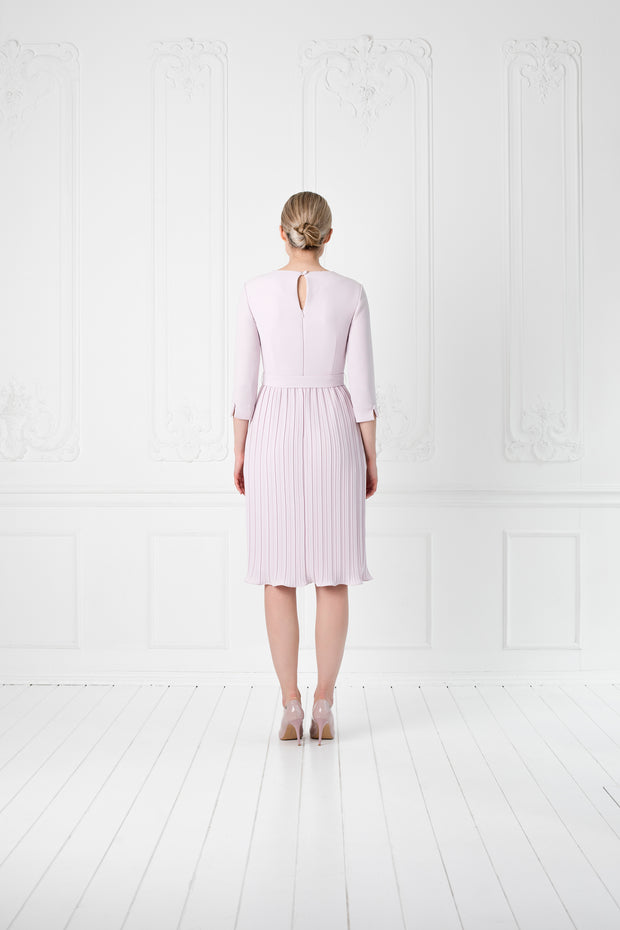 LUDWIGIA PALE PINK PLEATED COCKTAIL DRESS WITH THE BELT
