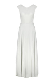 EUPHRASIA SILVER WHITE SLIGHTLY GLITTERING STRETCHY VISCOSE-BLEND EVENING GOWN