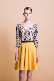 DEDE YELLOW PATTERNED DRESS