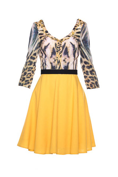 DEDE YELLOW PATTERNED DRESS