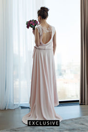 ROSA PINK-HUED WEDDING GOWN WITH LACE DETAILS