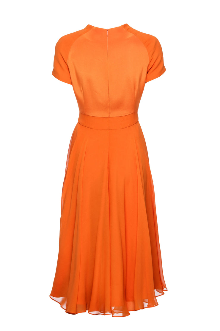 ROTALA ORANGE SILK CHIFFON DRESS