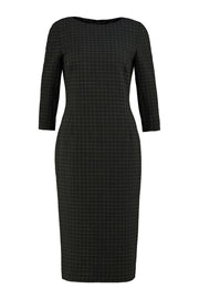 LICARIA PLAID PENCIL DRESS WITH CRYSTAL BUTTONS