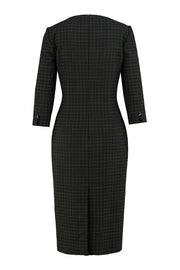 LICARIA PLAID PENCIL DRESS WITH CRYSTAL BUTTONS