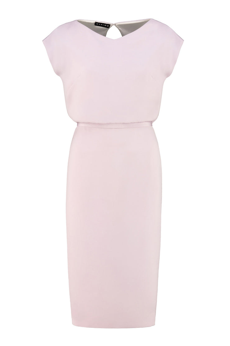 LAGENARIA LILAC SILK PENCIL DRESS WITH CRYSTAL EMBROIDERY