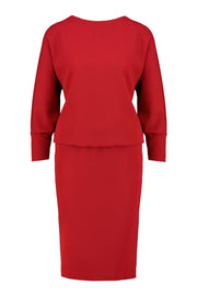 KAEMPFERIA ELEGANT WOOL CREPE RED DRESS