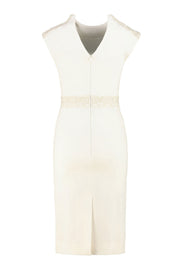 OBREGONIA IVORY PENCIL DRESS WITH LACE DETAILS