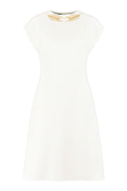 FRUMENTUM IVORY DRESS WITH HANDMADE EMBROIDERY