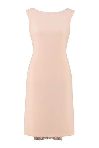 LUPINUS NUDE PINK A-LINE COCKTAIL DRESS WITH A PLEATED BACK DETAIL